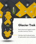 Rugged 840 Denier Waterproof Winter Boots With Heavy Foam Insulation And 32 Replaceable Ice Cleats For Kickass Traction On Frozen Trails Built Different To Slay Deep Snow Adventures XL Size with multi-directional lugs and embedded cleats.