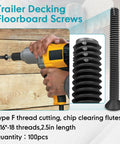100 Pcs 5/16-18 X 2-1/2 Inch Flat Head Deck Screws Pro Grade For Hardwood And Laminate Flooring, Thread Forming And Cutting