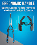 Fiber Optic Inserting And Extracting Tool with bent nose jaw, showing ergonomic handle and spring-loaded design for comfort.