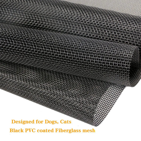 Heavy Duty Pet Proof Window Screen Replacement 39W X 100L Thick Charcoal Mesh close-up showing durable black weave.