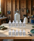 10 Pack 8mm Stainless Steel Hose Filters for Water Pumps and Sprayers on wooden table.