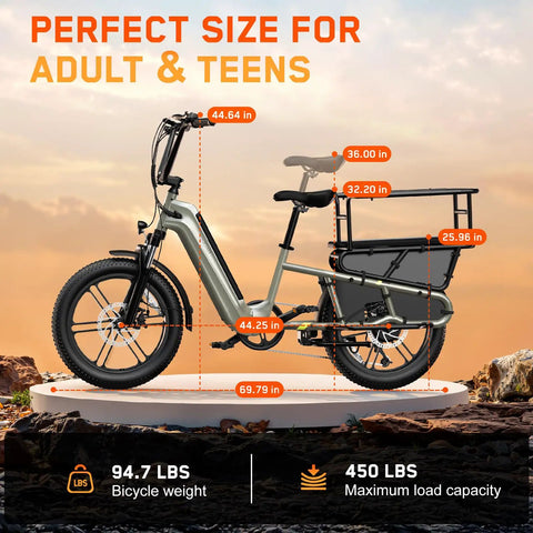 Family Electric Bike With Built In Child Seat For Safe Family Rides 1500W Peak Motor 20 Inch Fat Tire Ebike side view