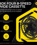 8 Speed Multi Shift Mountain Bike Groupset Beefed Up Kit With Wide Rear Derailleur Shifters Cassette 11 To 42T Steel Cogs