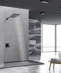 Ultimate 8 Inch Rain Shower System With Wall Mounted Square Rain Head High Pressure Bathroom Fixture Adjustable Brass Extension Arm Black Finish Trim Kit Included Easy Install For A Spa Like Boss Level Shower Experience in modern bathroom