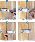Installation steps for 3 Inch 316 Stainless Steel Marine Grade Door Hasp Features Swivel Action With Turn Padlock Eye.
