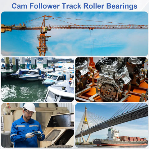 Rock Solid CF10-1 KR26 Cam Follower Bearings Set Of Eight Straight Up Premium Chrome Steel Needle Rollers With Locking Nuts for industrial use.