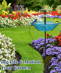 Solar Fountain Bird Bath For Outdoor Backyard Yard Metal Bird Bath Bowl On Stake 1.45 Gal Water Dispenser For Birds Vintage Blue