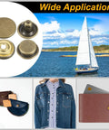 Rugged As Heck Brass Snap Button Fastener Kit For Leather And Canvas Gear 24 Pack Of 20Mm Bronze Press Studs With Easy Grip Hand Tools For Jackets Coats And Bags displayed with clothing and a sailboat.