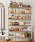 Heavy Duty Chrome Wire Shelving Rack With Locking Swivel Casters Commercial Grade storing kitchen containers and appliances.