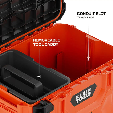 Open MODbox Medium Deep Tool Box With Beefy Heavy Duty Organizer Removable Tray Water And Debris Resistant Stackable Module interior