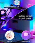 Slender 39 Inch Floor Lamp With Remote Control, RGB Color Changing LED Lights in gaming room setting, gradient shades, remote shown