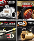 Pro Grade Quick Connect Tire Inflator Chuck Accessory Open Type Universal Valve Fit, with dual-needle pressure gauge