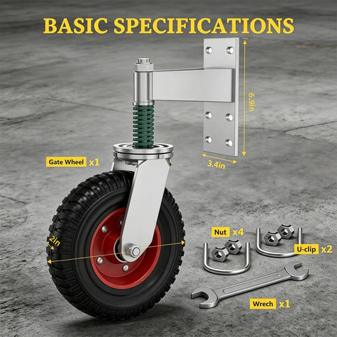 Heavy Duty 6 Inch Gate Wheels Built Tough And Glide Smooth Without A Hitch Double Ball Bearing Casters for use on gates.