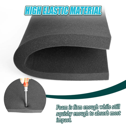 Heavy Duty Black Packing Foam Sheets Eight Pack Cuttable Polyurethane Buffer Pads showing high elastic material with a firm surface.