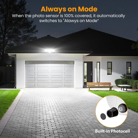 Dusk To Dawn Outdoor Flood Light 130W Led Security Fixture 13000 Lumens Daylight White Ip65 Waterproof Hardwired Bay Lamp illuminating a driveway.
