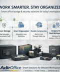 Variety of AdirOffice secure storage solutions for efficient office organization, emphasizing durability and functionality.