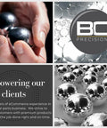 Two hands holding a Four Inch G100 Chrome Steel Bearing Balls Dead On Precision With Smooth Mirror Finish.