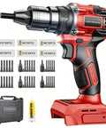 Heavy Duty Brushless Cordless Rivet Nut Gun And Tapping Wrench Set Featuring Six Swappable Imperial Metric Inserts For Grease Monkey Approved Auto Fabrication Projects Tool Only with various inserts.