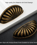 Antique Brass Cabinet Cup Pulls 3 Inch Hole Center Drawer Handles Zinc Alloy for kitchen dresser with elegant vintage design.