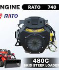 Rato 480C Skid Steer Loader engine featuring Compact Stand On Crawler Mini Skid Steer Loader With Trencher And 23 HP Gas Engine