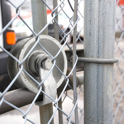 Heavy Duty Galvanized Steel Slide Rollers Built To Glide Like Butter For Chain Link Fence Gates Fits 1 7 8 Inch Posts Pack Of Two close-up
