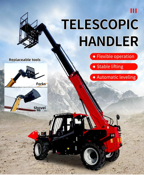 Heavy Duty Rough Terrain Telehandler Telescopic Forklift with flexible operation and stable lifting features, ideal for job sites.