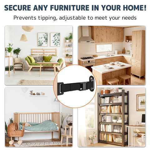 Two Sets Heavy Duty Furniture Wall Anchors With 500Lb Load Capacity Earthquake Proof Safety Kit For Baby And Pet Safety