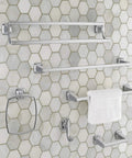 Townsend 24 Inch Double Towel Bar in Polished Chrome for a sturdy no fuss wall mount, shown with other bathroom fixtures