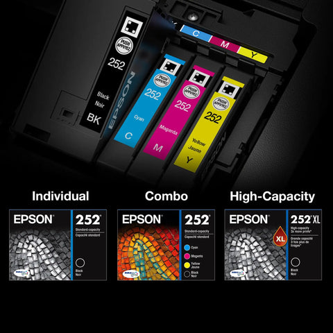 Durabrite Ultra Ink High Capacity Black And Standard Color Cartridge Combo Pack T252XL-BCS installed in Epson printer