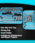 2-Piece Silicone Tool Tray Set with Non-Slip Flexible Organizer and Magnetic Tray holding sockets, nuts, bolts, and tools