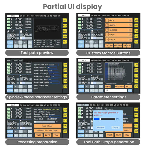 UI display of Dope Four Axis USB CNC Offline Controller With Seven Inch IPS Touch Screen For GRBL Firmware And CH340 Chip
