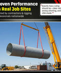 VR5 Red Round Sling 6 Ft Built Tough Endless Polyester Rigging Sling For Lifting And Material Handling USA Made Vertical 13,200 Lb Choker 10,560 Lb Basket 26,400 Lb Double-Ply Cover lifting large pipe with crane