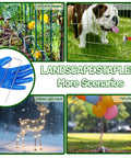 Image showing various uses for 52 Pack 6 Inch Heavy Duty 11 Gauge Landscape Staples With Adjustable Width From 1.26 To 2 Inches, U Shaped Plant Cover Spikes And Sod Pins For Weed Barrier Fabric, Garden Lawn Landscaping, Galvanized And Rust Proof including fences, pet pens, holiday light stands, and securing balloons.
