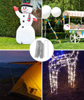 Heavy Duty 6 Inch U Shaped Landscape Staples Pack Of 50 For Weed Barrier Fabric And Landscape Fabric And Lawn Edging Galvanized Steel Ground Pins For Strong Hold In Garden And Yard in use securing decorations and lights in various settings.