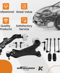 Heavy Duty Complete Front And Rear Suspension Overhaul Kit With Ball Joints Sway Bar Links And Tie Rod Ends To Fix Squeaks And Shake Chevrolet Equinox Gmc Terrain 2010-2017, showing arms and links.