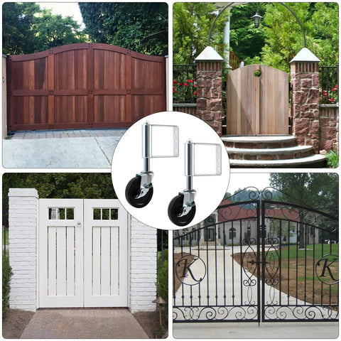 Two Pack Spring Loaded Gate Caster Wheels With Universal Mount Plate Heavy Duty Rubber Gate Caster 220 Lb Capacity