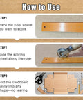 How to use Top Tier 5 Piece Box Resizer Kit featuring scoring wheel and ruler for accurate cardboard cutting.