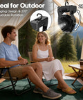 Ulta Durable 24000mAh Rechargeable Camping Fan With 64 Hour Runtime hanging in tent