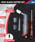 Killer Glass Cutter Set With Solid Oil Feed Tool For Smooth Line Adjusts From 2mm To 20mm Featuring oil dropper and tungsten carbide wheel.