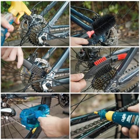 Bike Cleaning Kit With Chain Scrubber Degreaser Chain Lube Wheel Brush Claw Brush And Cleaning Agent For A Fresh Like New Ride