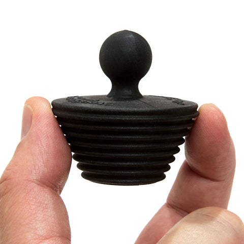 Sick Performance Bathroom Sink Drain Protector Hair Catcher With Universal Sink Stopper, black rubber design in hand.