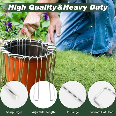 Heavy Duty 6 Inch Landscape Staples 50 Pack Hot Dip Galvanized 11 Gauge Garden Stakes for weed barrier and landscape fabric