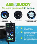 AeroBuddy variable speed controller with interval timer for 110V electric motors and water pumps, featuring on-off cycle settings.
