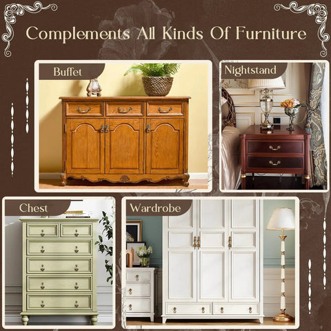 Image of various furniture styles: buffet, nightstand, chest, wardrobe showcasing versatility in home decor.
