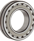 Heavy Duty 22215 Spherical Roller Bearing With Pressed Steel Cage Built Tough As Nails To Handle High Radial Loads And Keep Things Running Smooth For Rough Shop Work Or Industrial Gear 75 Mm Bore 130 Mm OD, showing side view of internal structure.