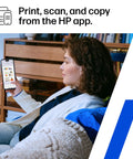 Person using phone app to print with Color Laser Printer MFP 4301fdw for small biz teams, wireless all-in-one scanner copier fax.