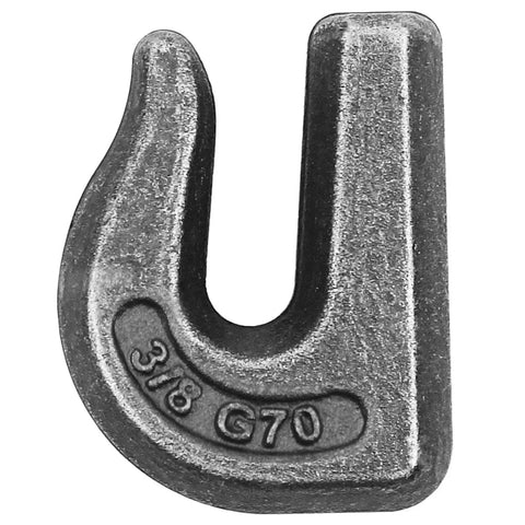 Three Eighth Inch Weld On Grab Hook Set G70 Forged Steel WLL 6600 Lb Beefy Heavy Duty Tow Hook, slanted edge detail
