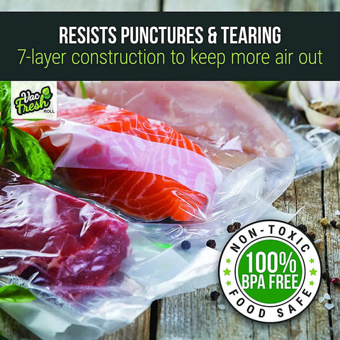 Straight Up Heavy Duty Vacuum Sealer Rolls Fifteen Inches Wide By Fifty Feet Long Three Half Mil Thickness Two Pack for storing meats.