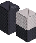 SmoTecQ microfiber cleaning cloths, black and gray, 32-pack for glasses and screens