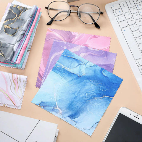 20 Pack Microfiber Cleaning Cloths Set For Eyeglasses, Camera Lenses, And Phone Screens, Marble Design Soft Wipes, 6 x 6 Inches